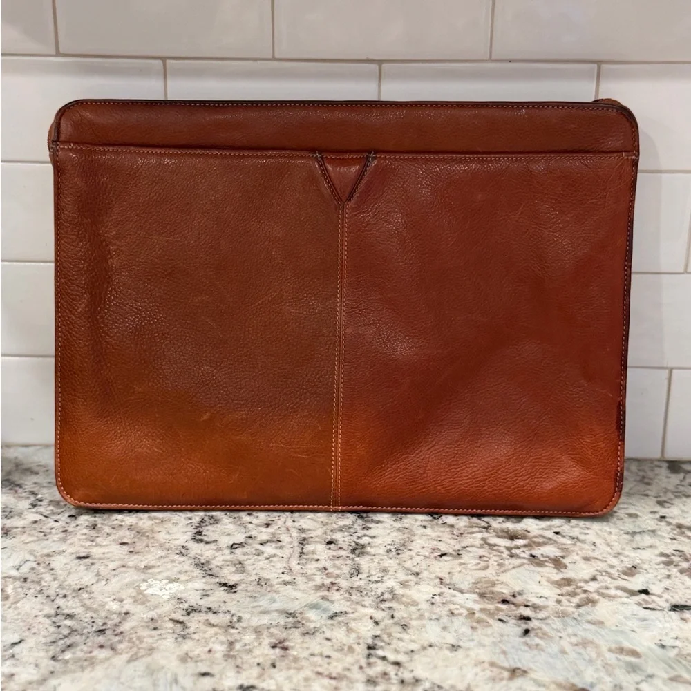 Johnston & Murphy Tan Leather Laptop Bag